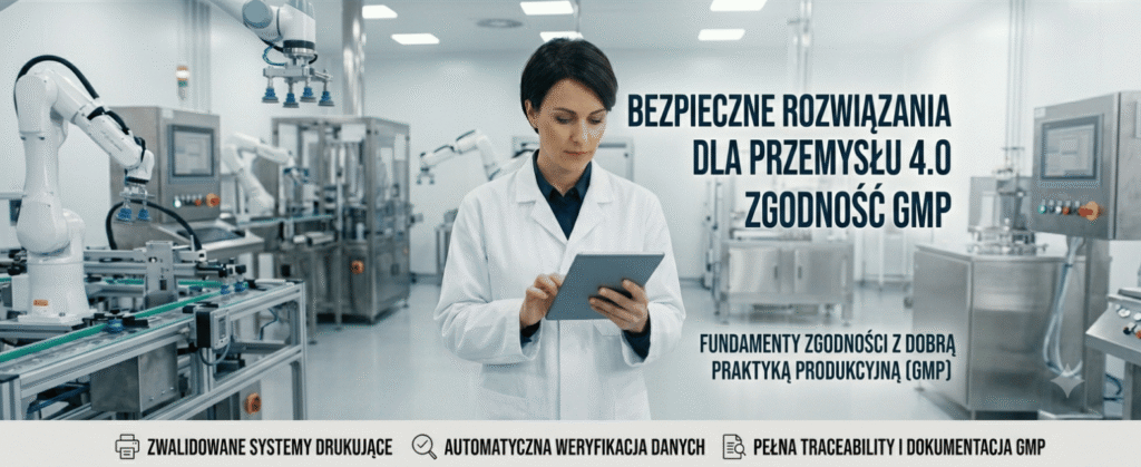 Przemysłowy system znakowania REA JET realizujący bezbłędne znakowanie opakowań farmaceutycznych i kosmetycznych zgodnie z wytycznymi GMP