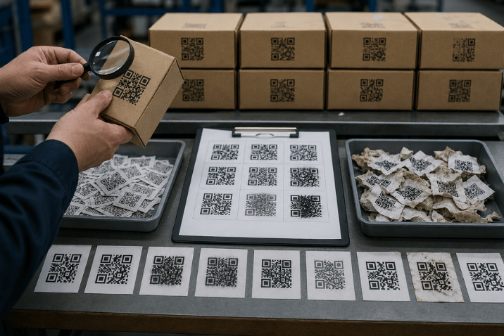 Najczęstsze błędy znakowania produktów Kontrola jakości kodów QR umieszczonych na opakowaniach produktów przed wysyłką.