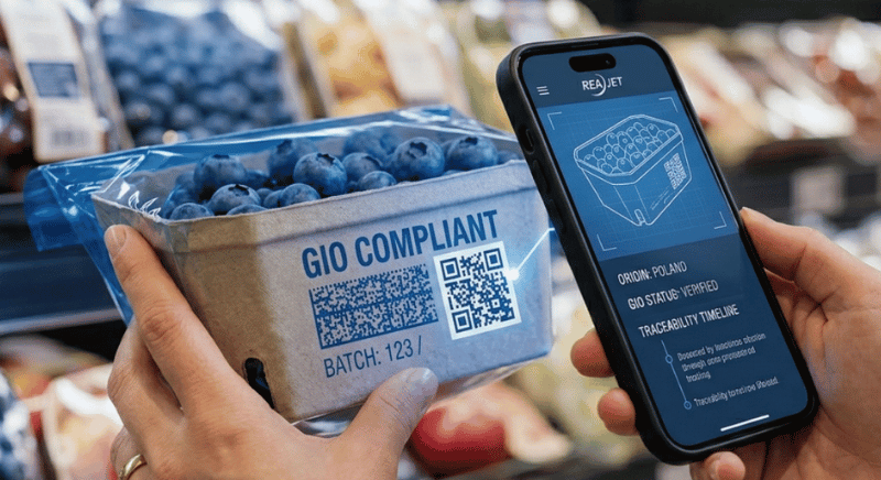 Skanowanie kodu QR podczas identyfikacji produktów na linii produkcyjnej