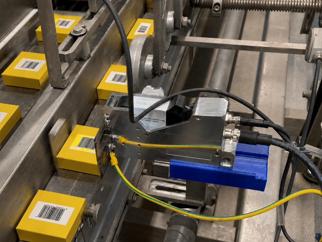 Automatyczny system etykietowania opakowań kodami kreskowymi na linii produkcyjnej