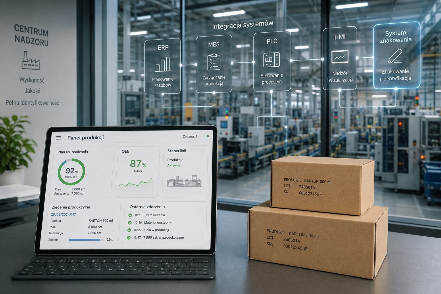 Integracja systemu znakowania z ERP MES PLC i HMI w zakładzie produkcyjnym