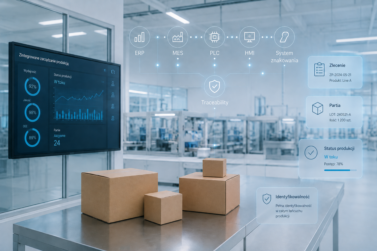 Traceability i integracja ERP MES PLC HMI z systemem znakowania