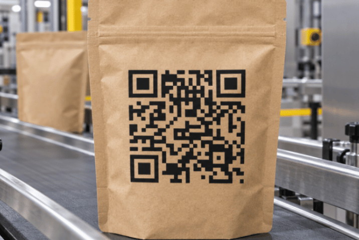 Przykład kodu QR nadrukowanego na opakowaniu produktu